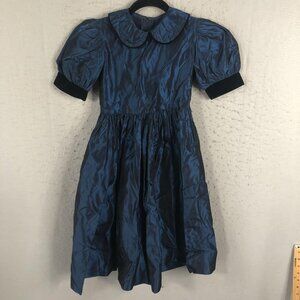 Vintage Susanne Lively Dress Girls 7 Puff Sleeve Velvet Collar 80s 90s